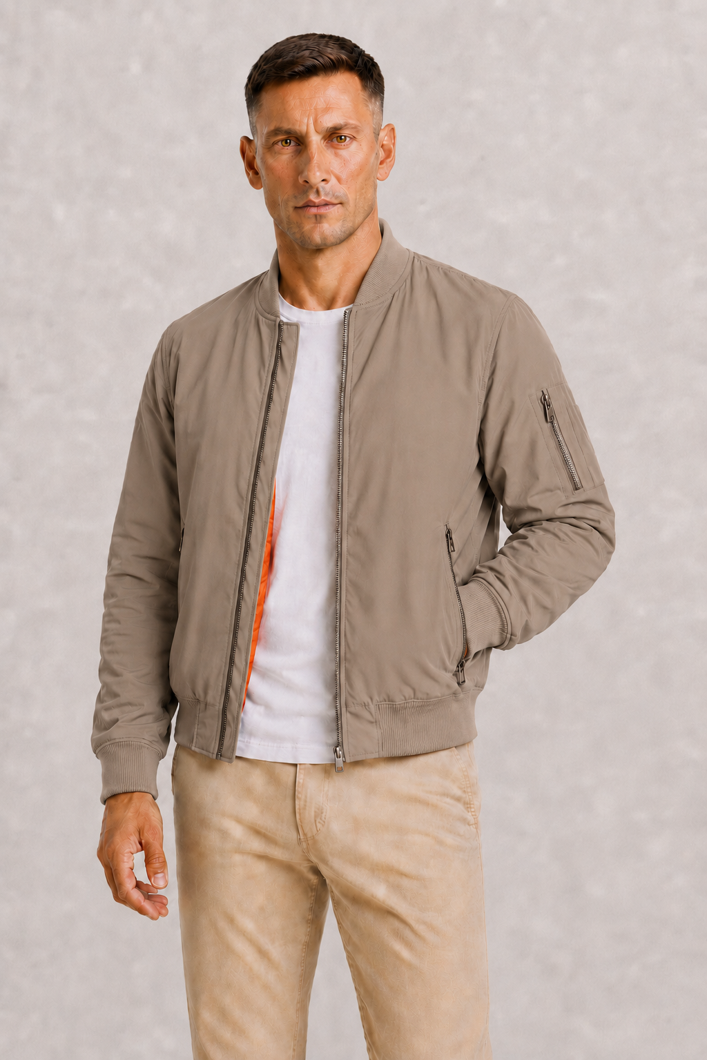 Men's Oversized Bomber Jacket with Zip