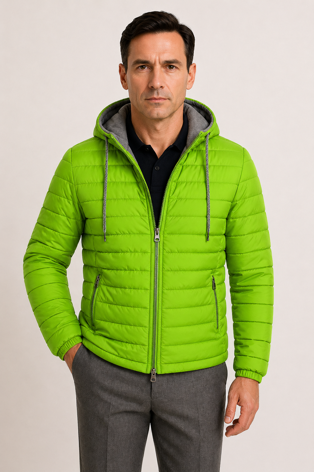 Men's Quilted Jacket with Hood Lightweight Fit