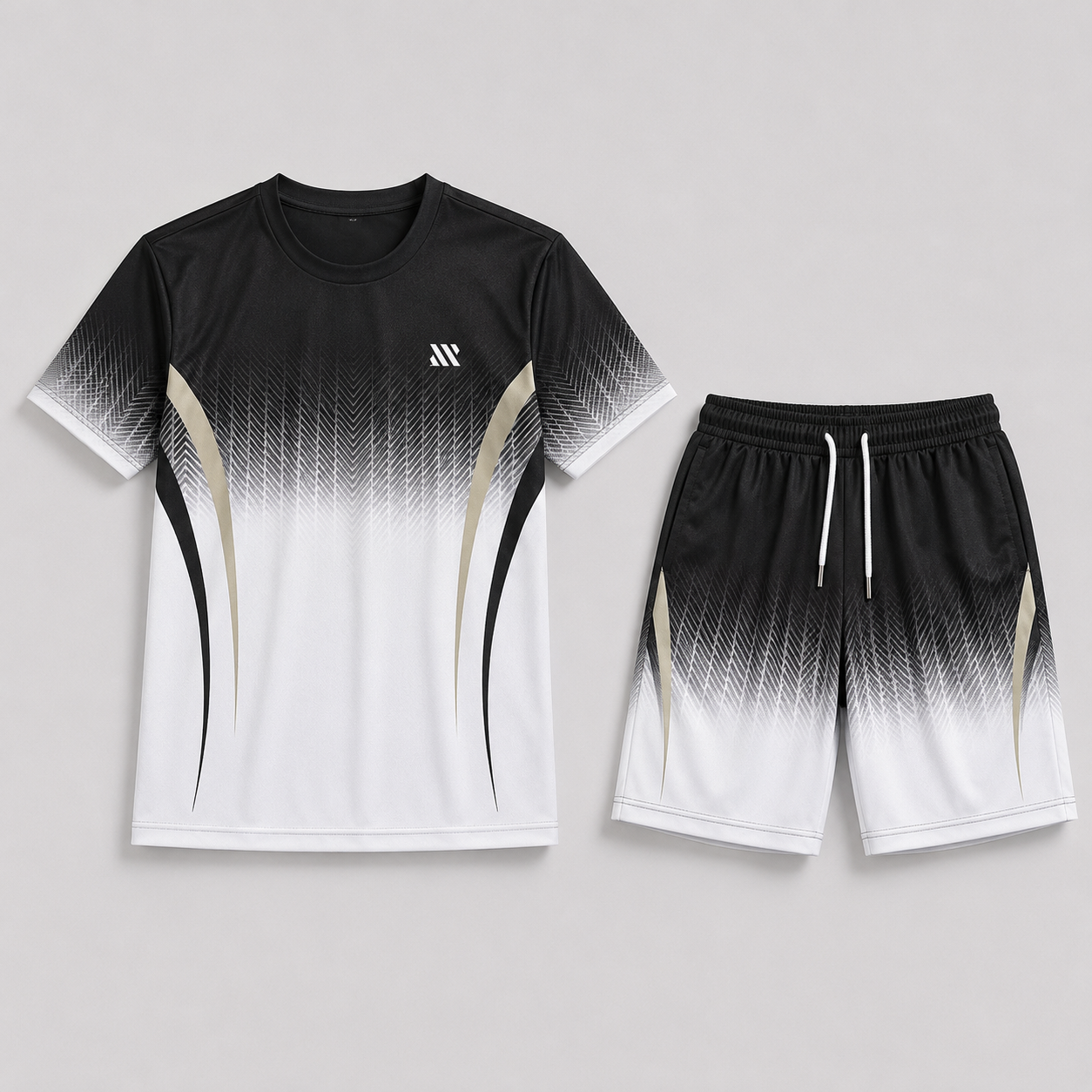 Men's Summer Set with T-Shirt and Printed Shorts