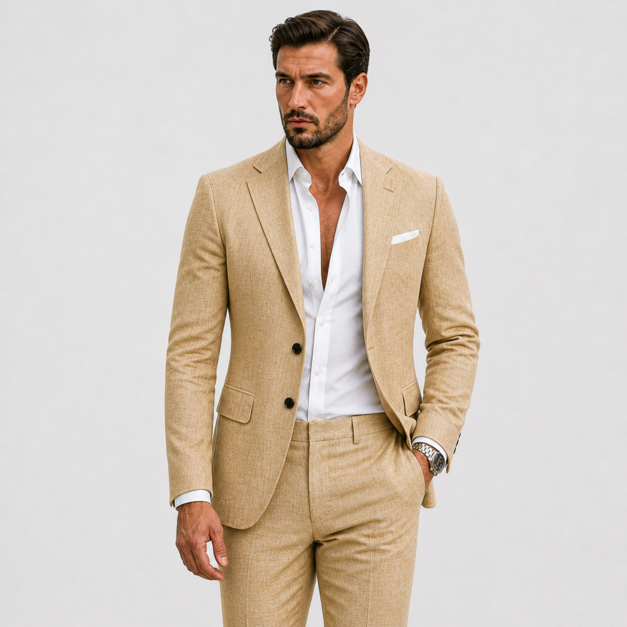 Men's Linen Suit Slim-Fit Summer Elegance