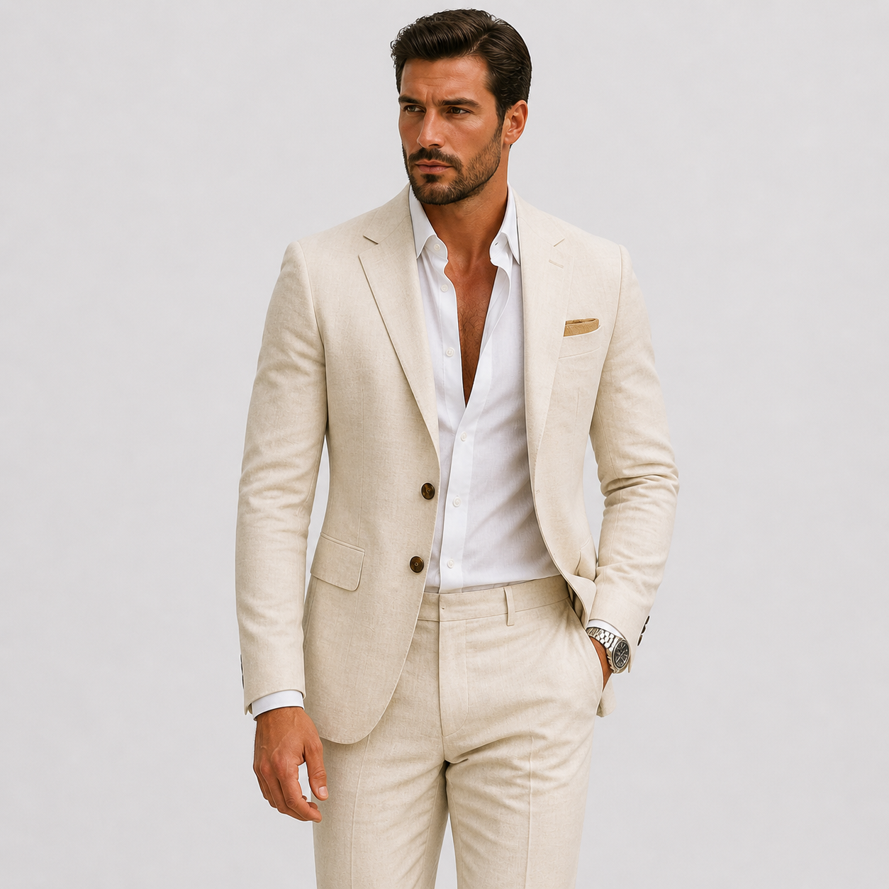 Men's Linen Suit Slim-Fit Summer Elegance
