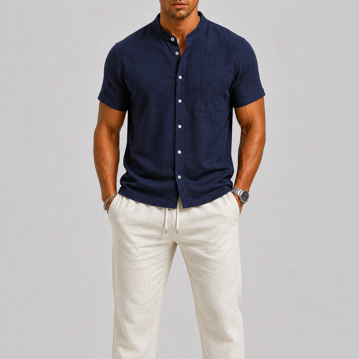 Men's Linen Set Shirt & Trousers Airy Summer Style