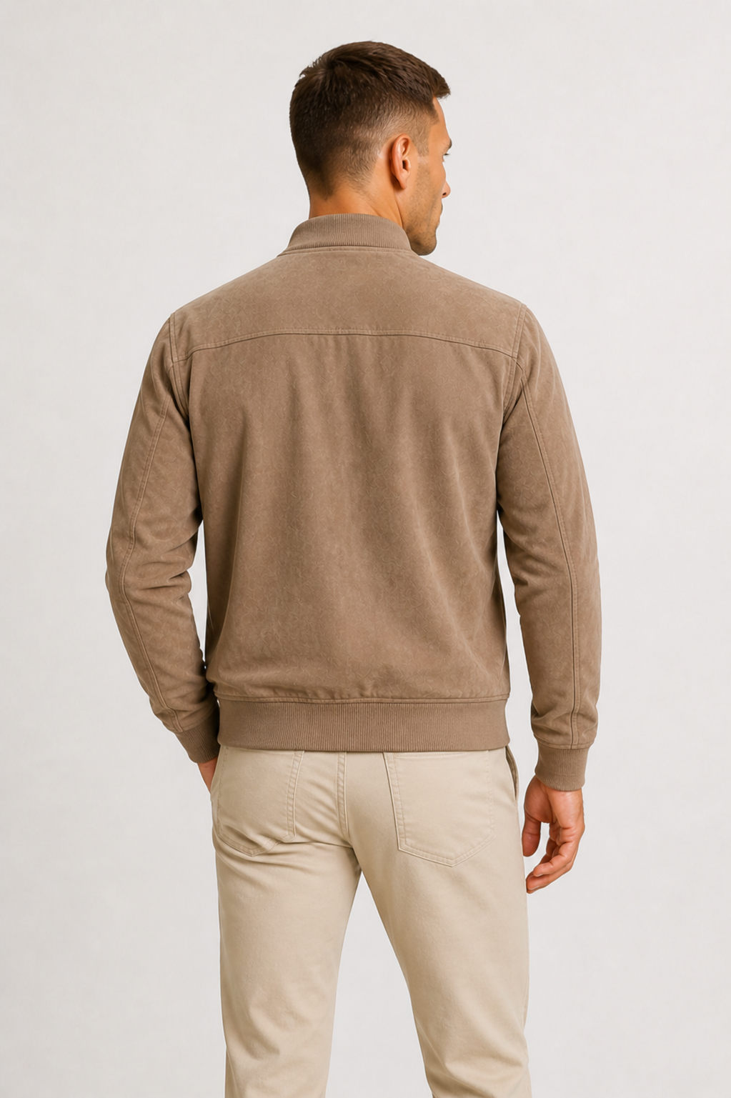 Men's Suede Bomber Jacket Slim-Fit Timeless Style