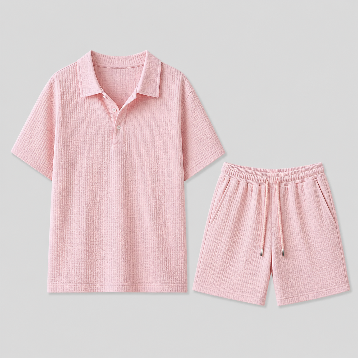 Men's Summer Set Jacquard Shirt & Shorts Stylish Comfort Fit