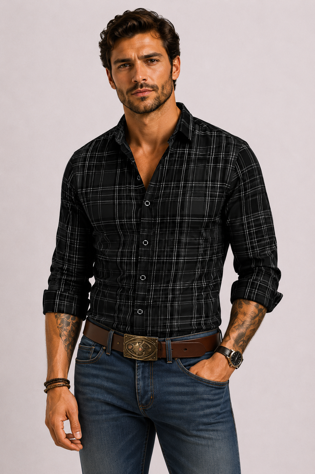 Men's Shirt Modern Check Timeless Elegance