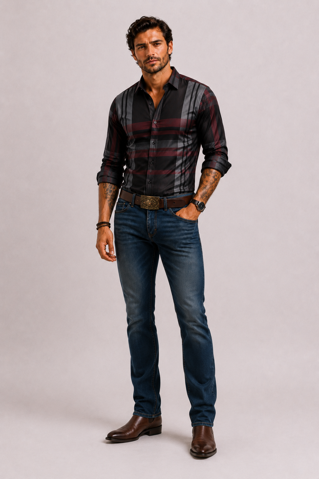Men's Shirt Modern Check Timeless Elegance