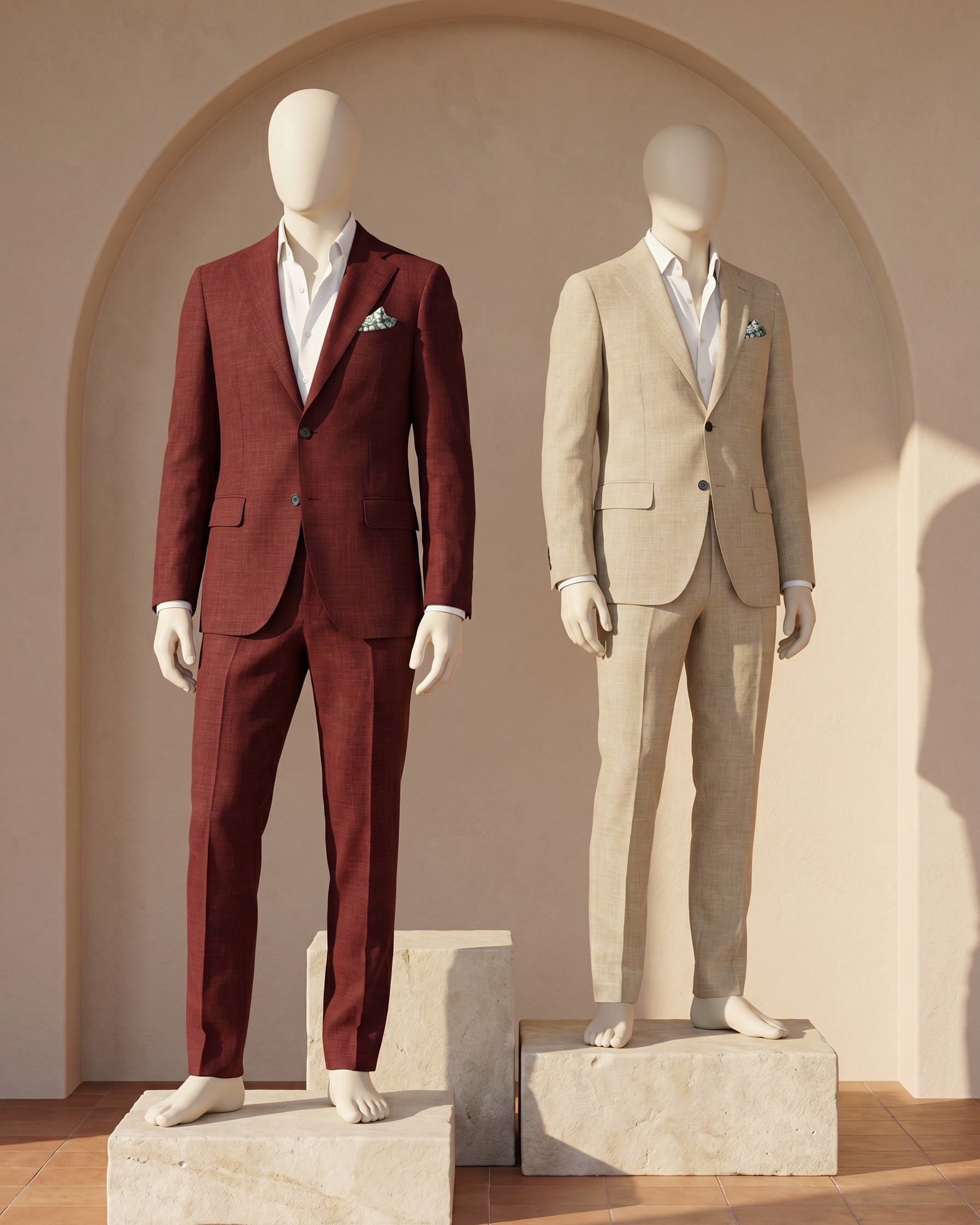 Suit with Notched Lapel and Flap Pockets for Men