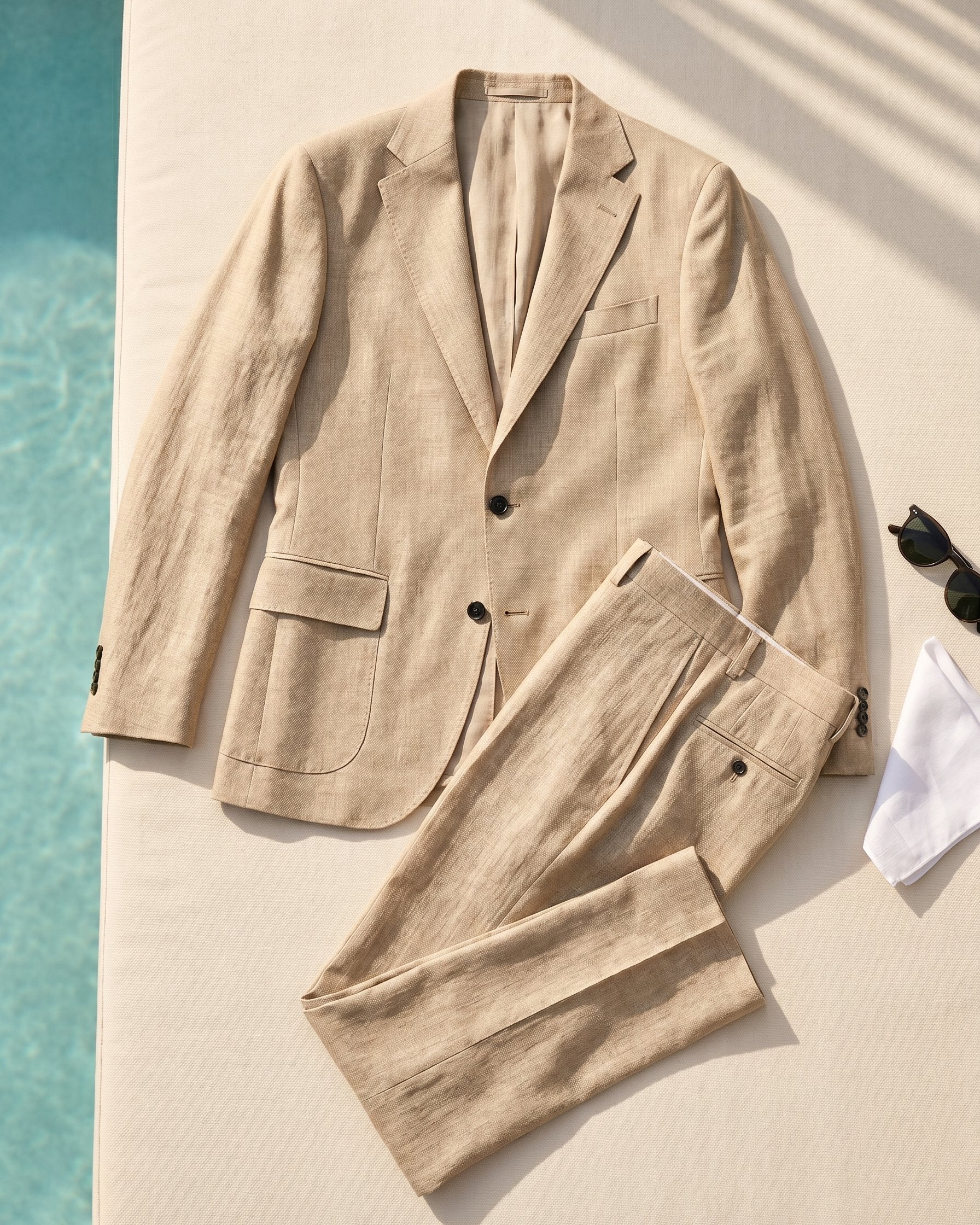 Suit with Notched Lapel and Flap Pockets for Men