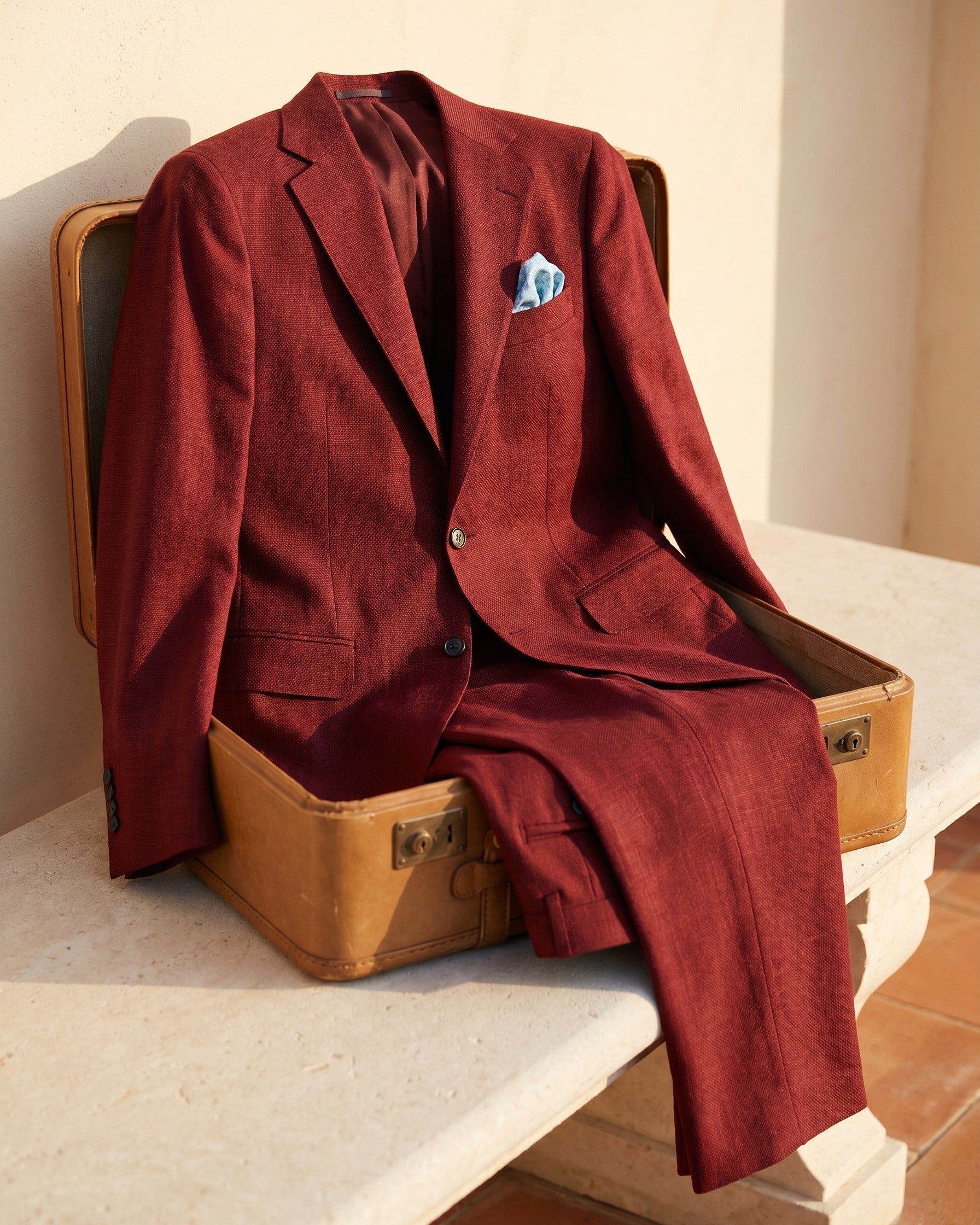 Suit with Notched Lapel and Flap Pockets for Men
