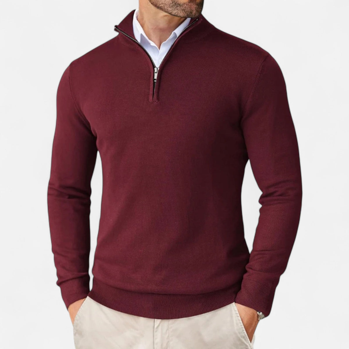 Men's Slim-Fit Zip-Up Sweater - Lightweight Design