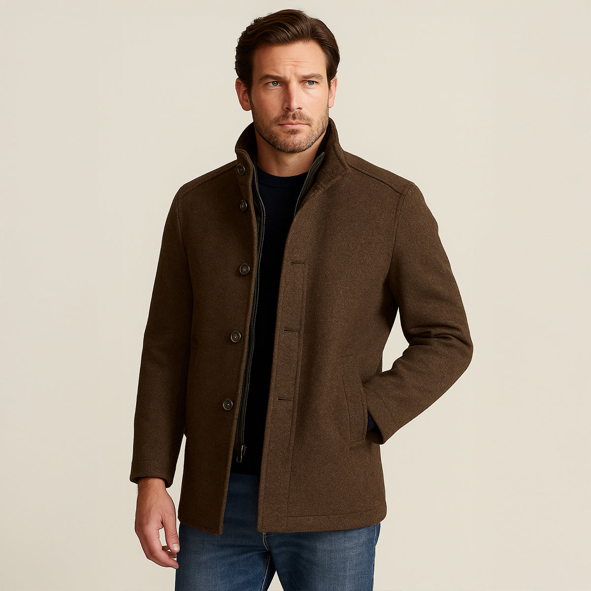 Timeless Wool Blend Men's Trench Coat