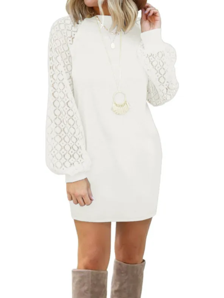 Comfy Sweatshirt Dress Featuring Sparkling Sequin Sleeves