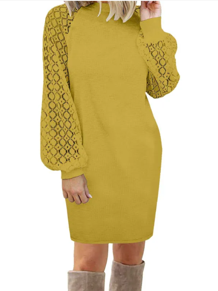 Comfy Sweatshirt Dress Featuring Sparkling Sequin Sleeves