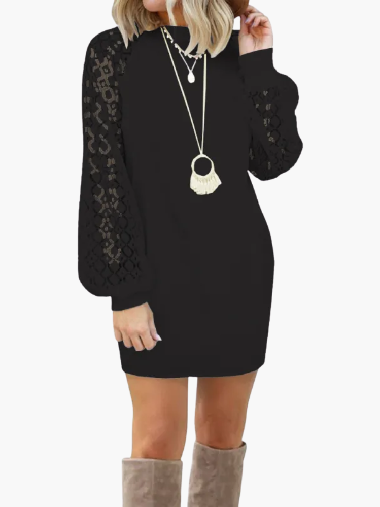 Comfy Sweatshirt Dress Featuring Sparkling Sequin Sleeves