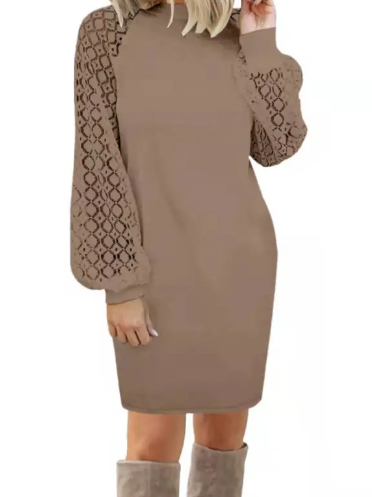 Comfy Sweatshirt Dress Featuring Sparkling Sequin Sleeves