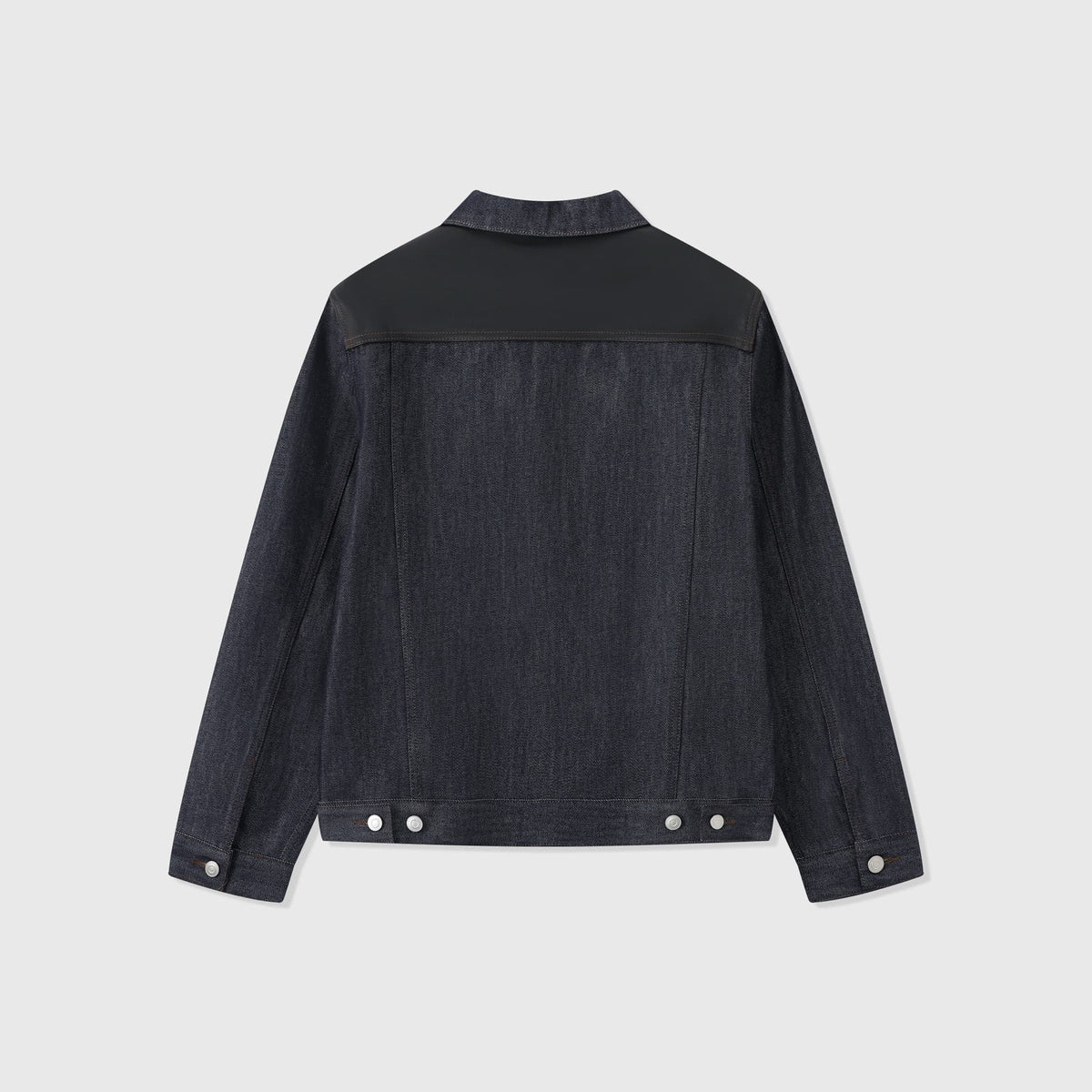 Diamante Leather-Yoke Denim Jacket