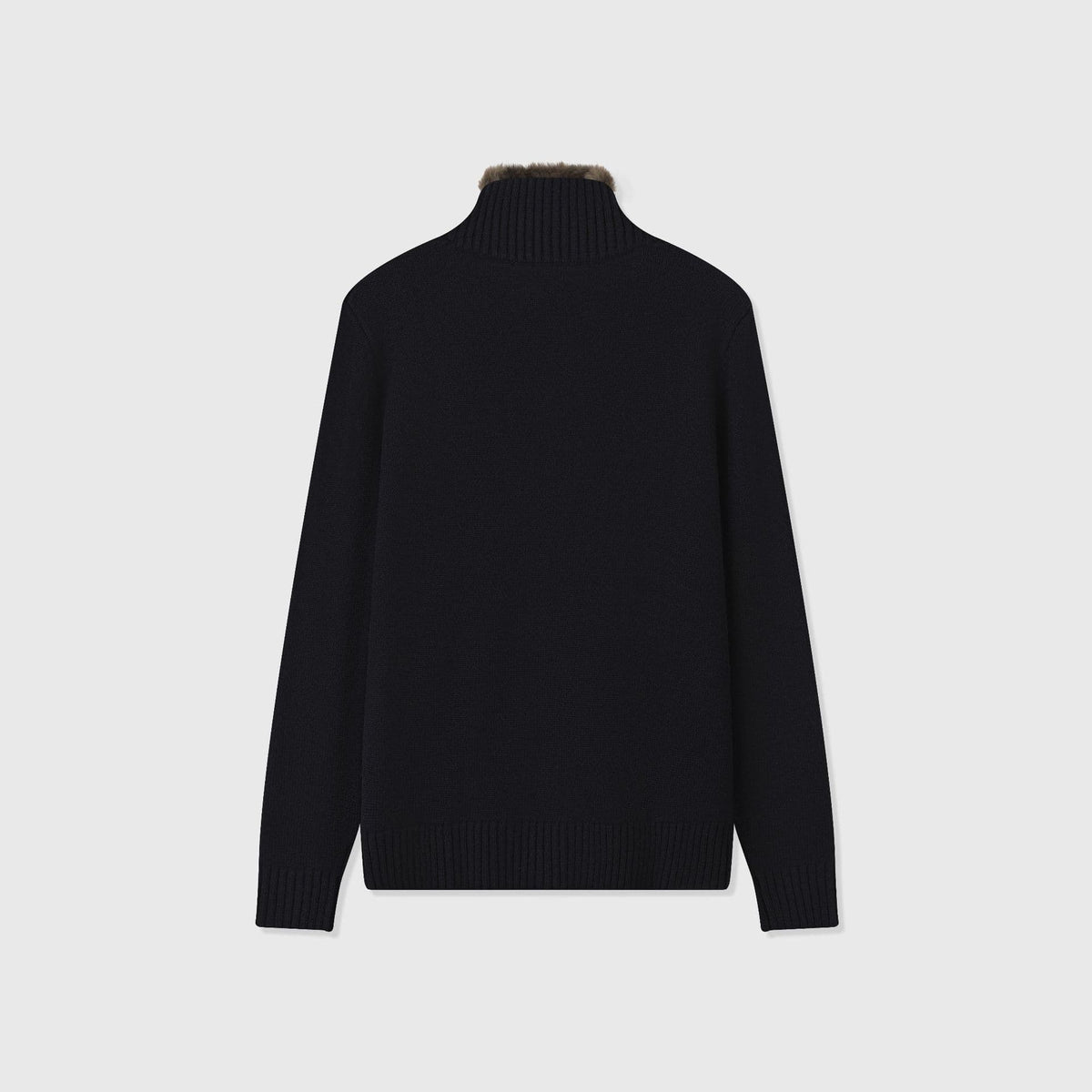 Bormio Plush-Collar Zip Knit