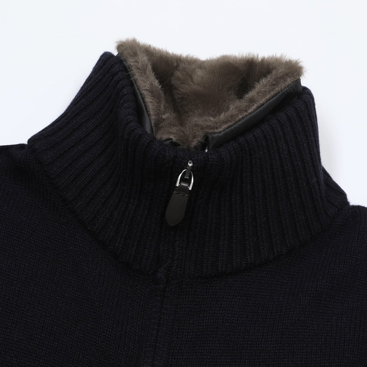 Bormio Plush-Collar Zip Knit