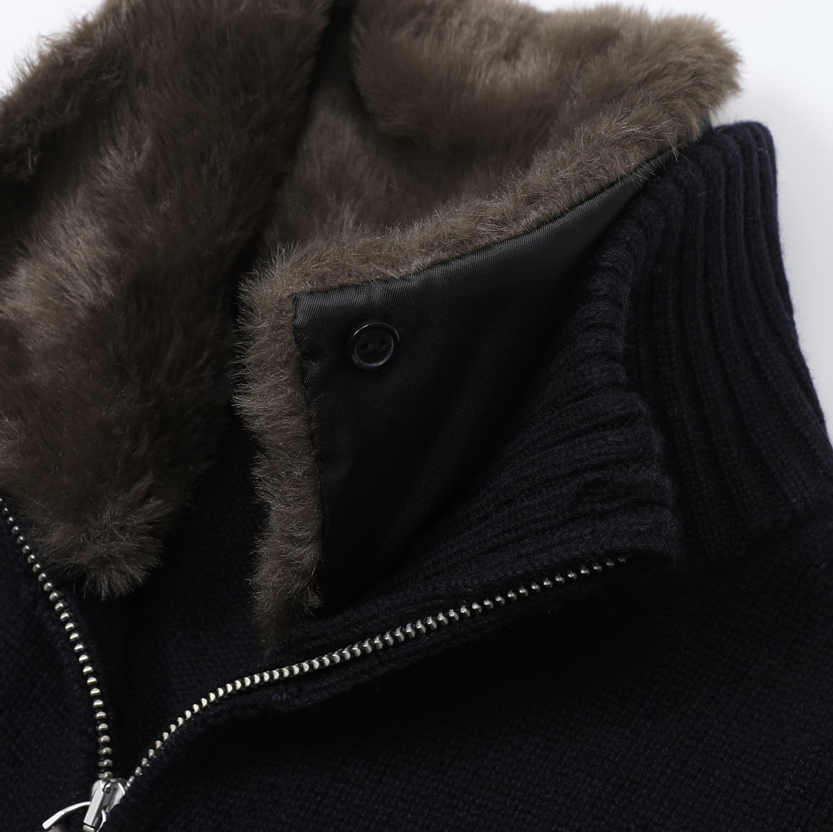Bormio Plush-Collar Zip Knit