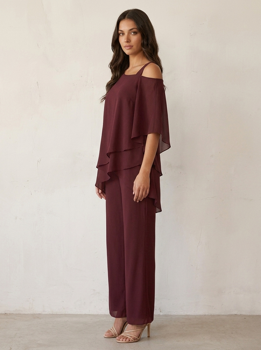 Co-ord Set Ladies Chiffon Top and Trousers