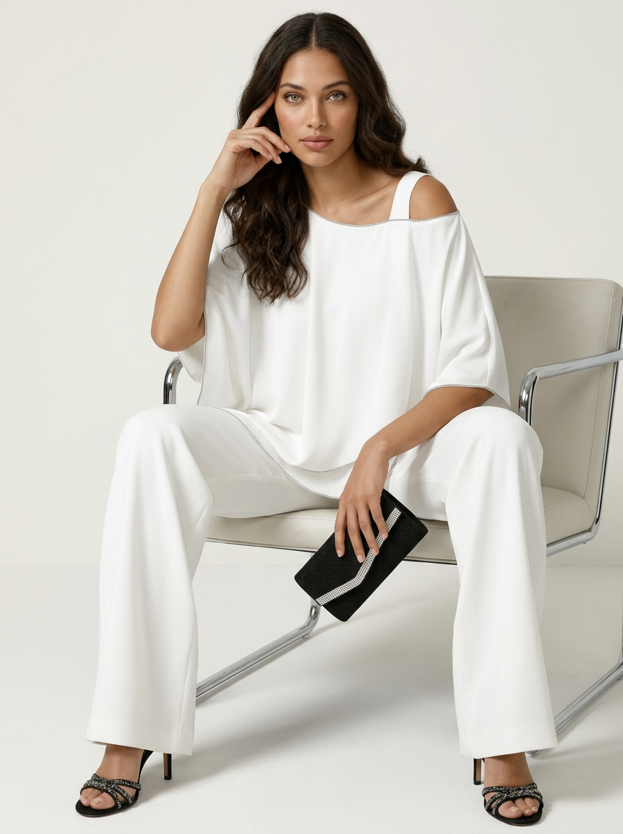 Co-ord Set Ladies Chiffon Top and Trousers