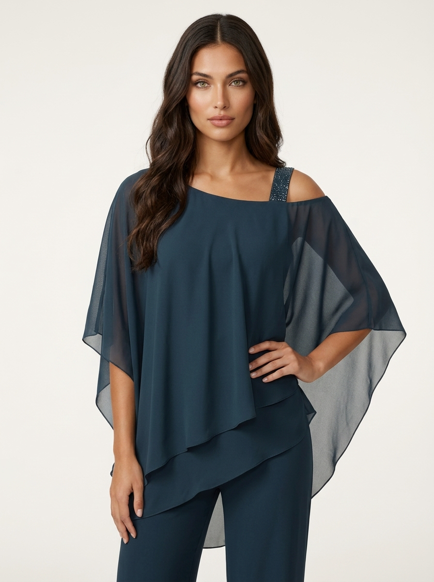 Co-ord Set Ladies Chiffon Top and Trousers
