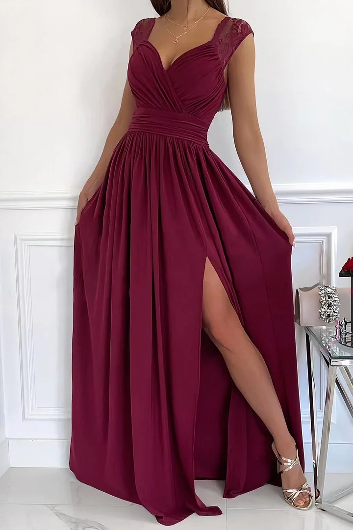 Maxi Evening Dress with Lace Details for Women