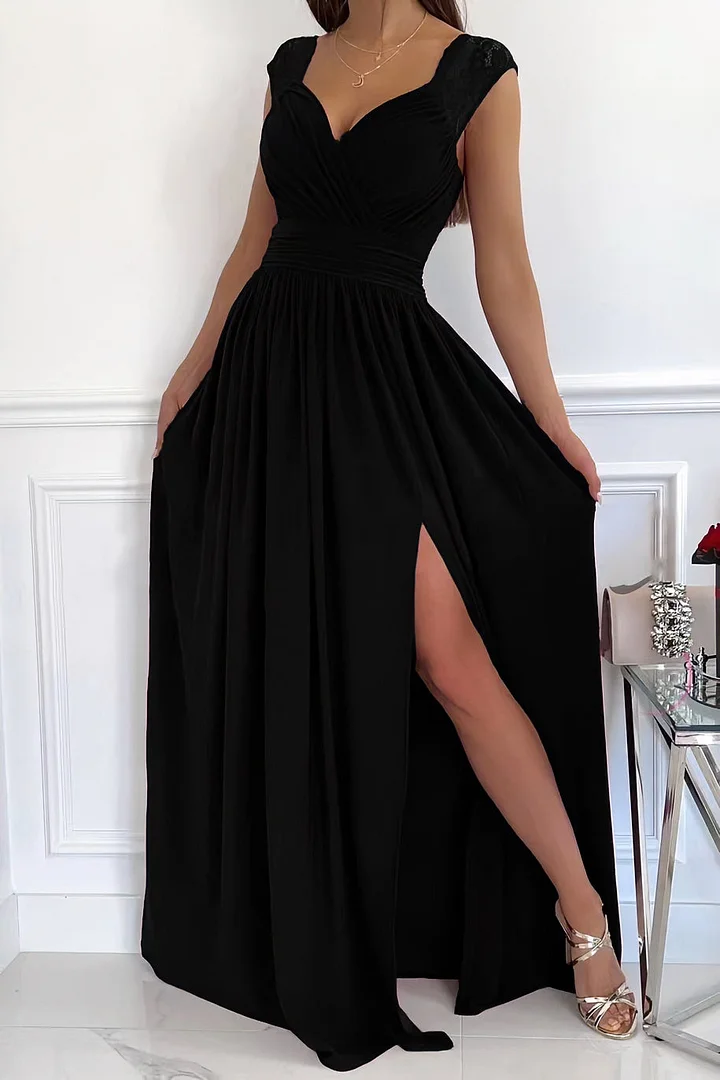 Maxi Evening Dress with Lace Details for Women