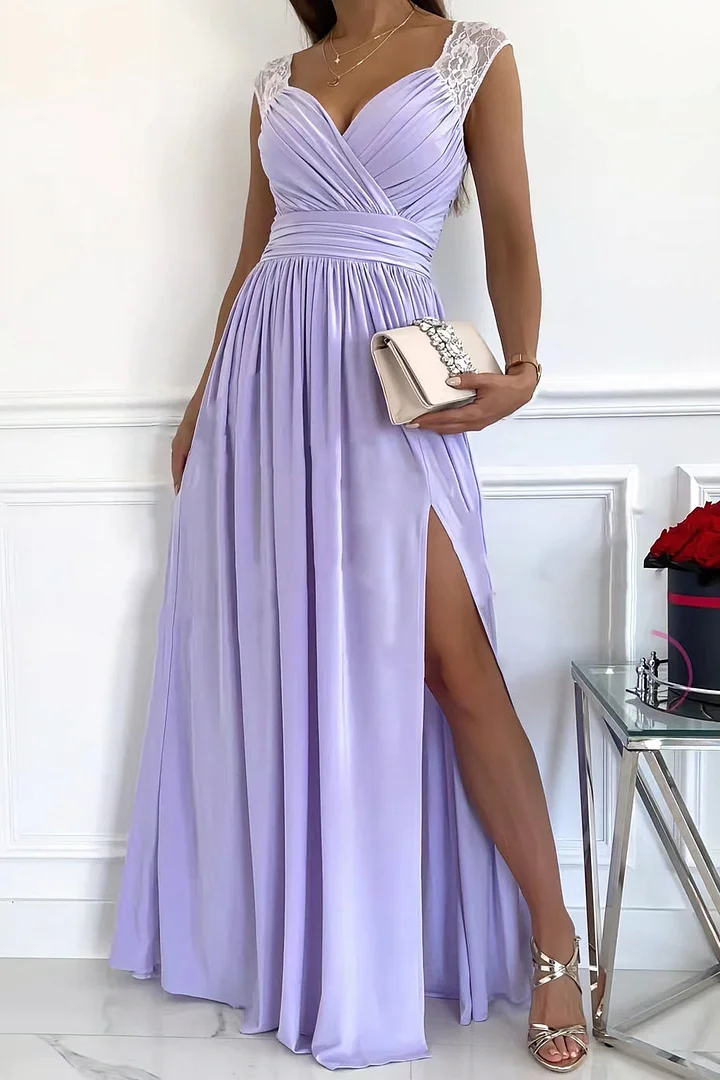 Maxi Evening Dress with Lace Details for Women