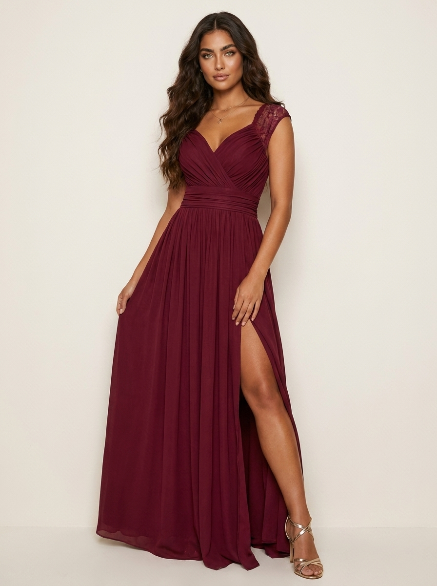 Maxi Evening Dress with Lace Details for Women
