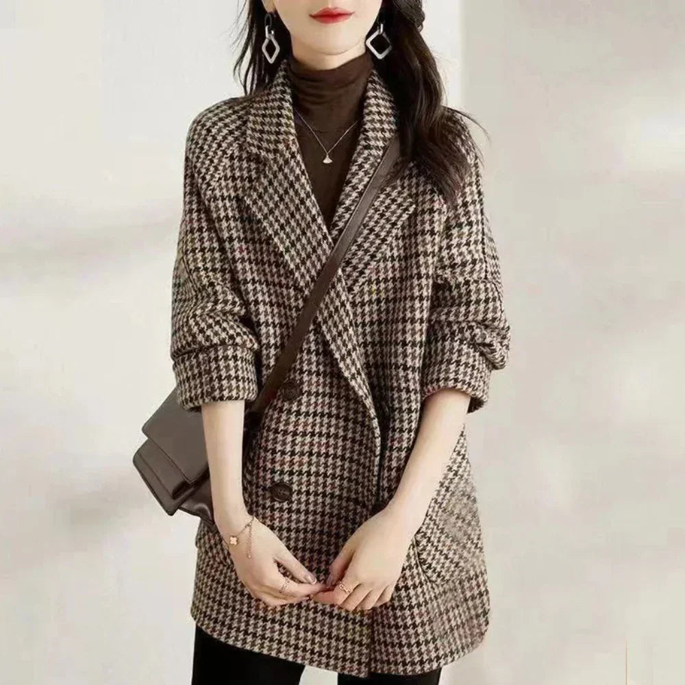 Timeless Double-Breasted Checked Coat