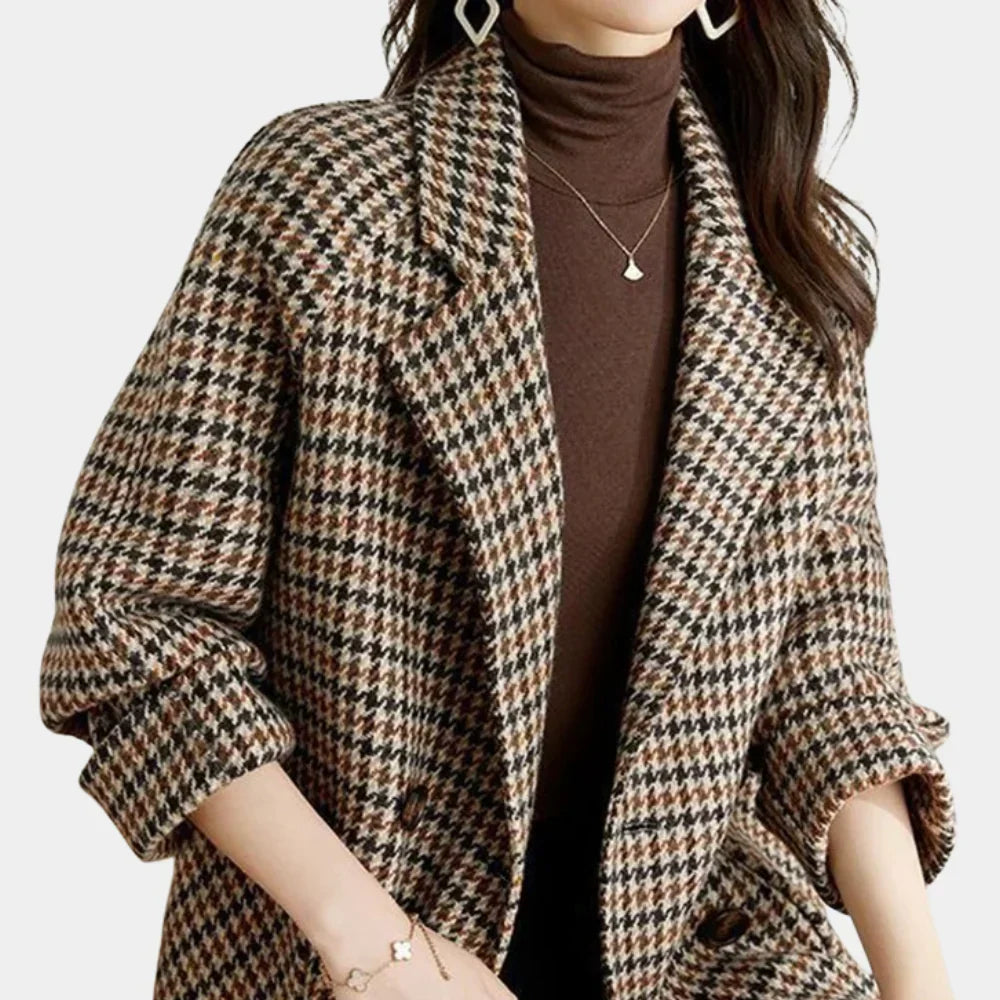 Timeless Double-Breasted Checked Coat