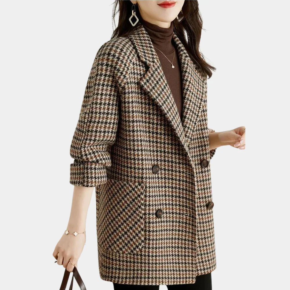 Timeless Double-Breasted Checked Coat