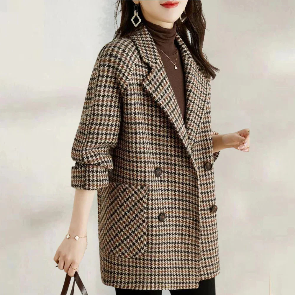 Timeless Double-Breasted Checked Coat