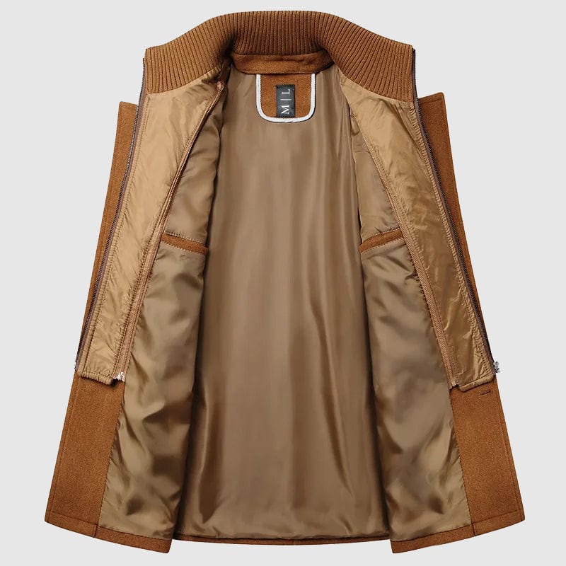 Classic Regular Fit Wool-Cotton Men's Winter Coat with Zipper - Elegant Style