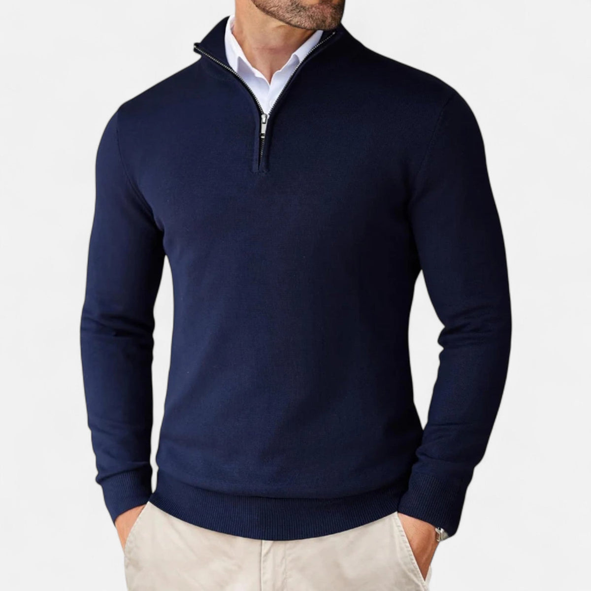 Men's Slim-Fit Zip-Up Sweater - Lightweight Design