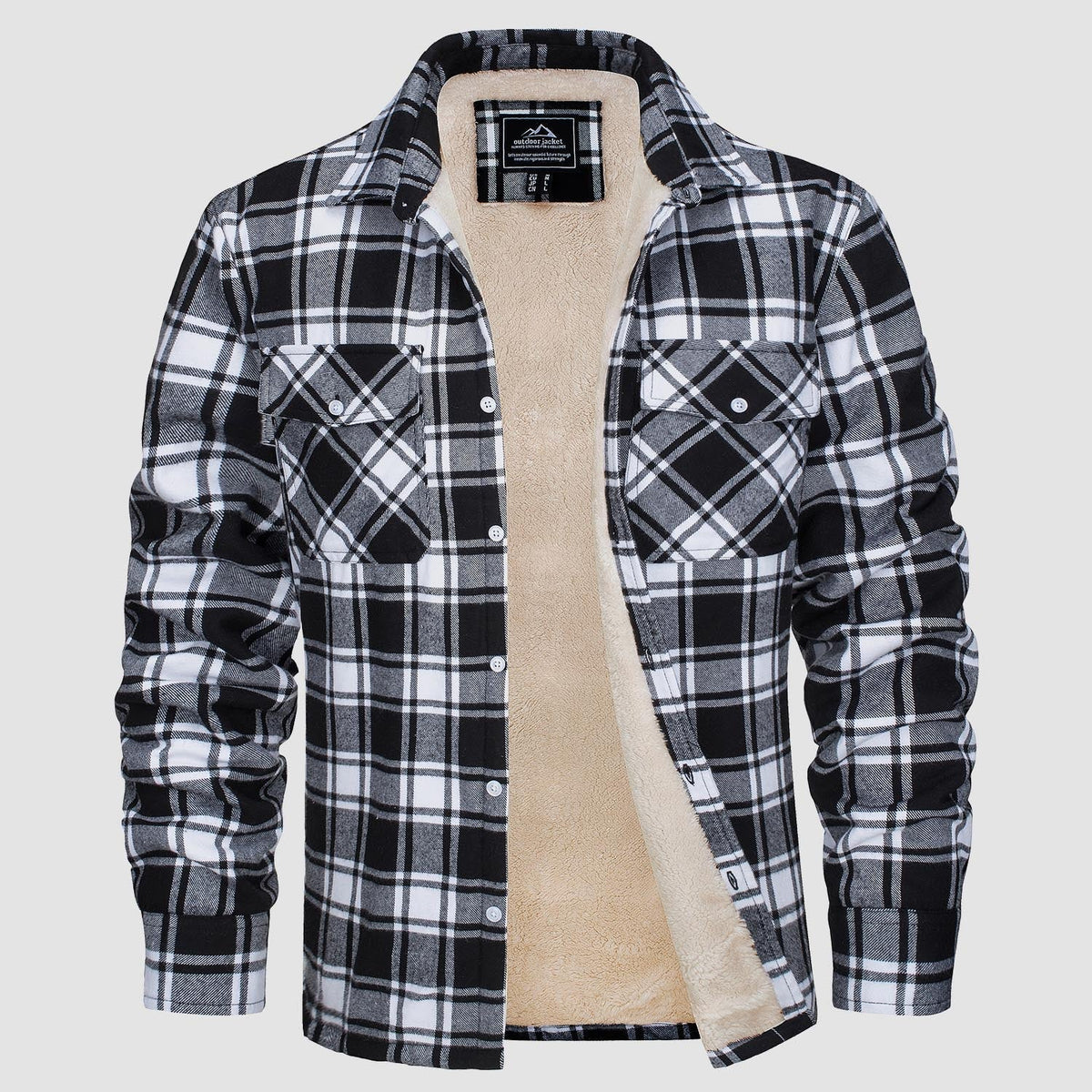 Men's Winter Flannel Overshirt – Checked and Fleece-Lined Jacket
