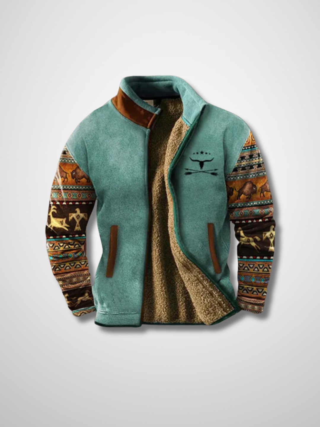 Men's Winter Fleece Jacket - Cozy Zip-Up Sherpa-Lined Design