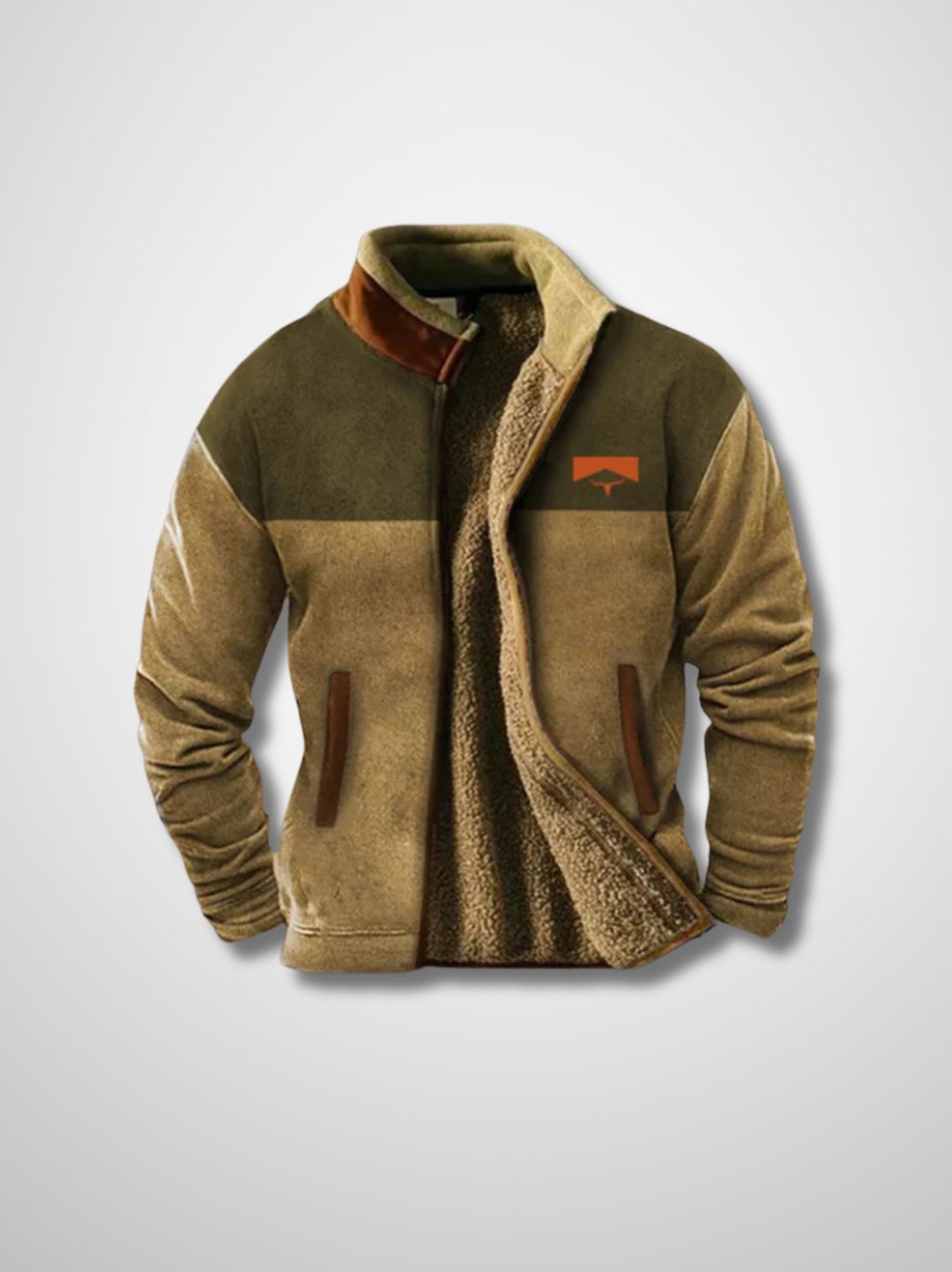 Men's Winter Fleece Jacket - Cozy Zip-Up Sherpa-Lined Design
