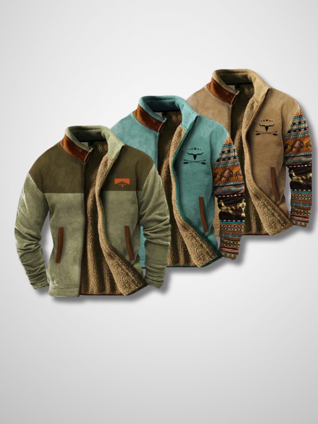 Men's Winter Fleece Jacket - Cozy Zip-Up Sherpa-Lined Design