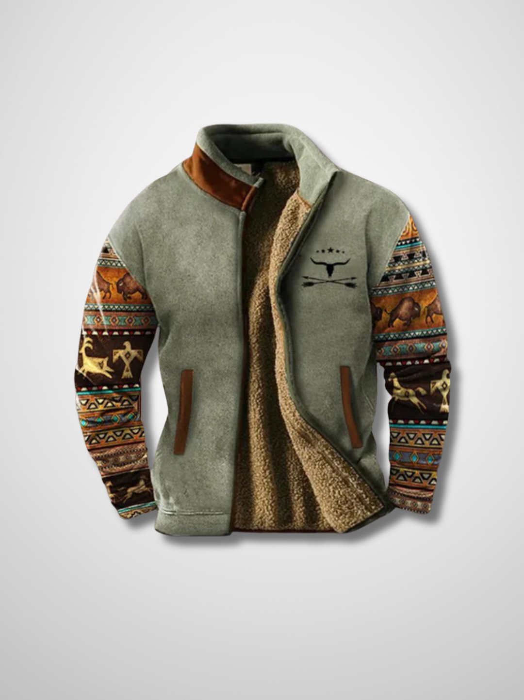 Men's Winter Fleece Jacket - Cozy Zip-Up Sherpa-Lined Design