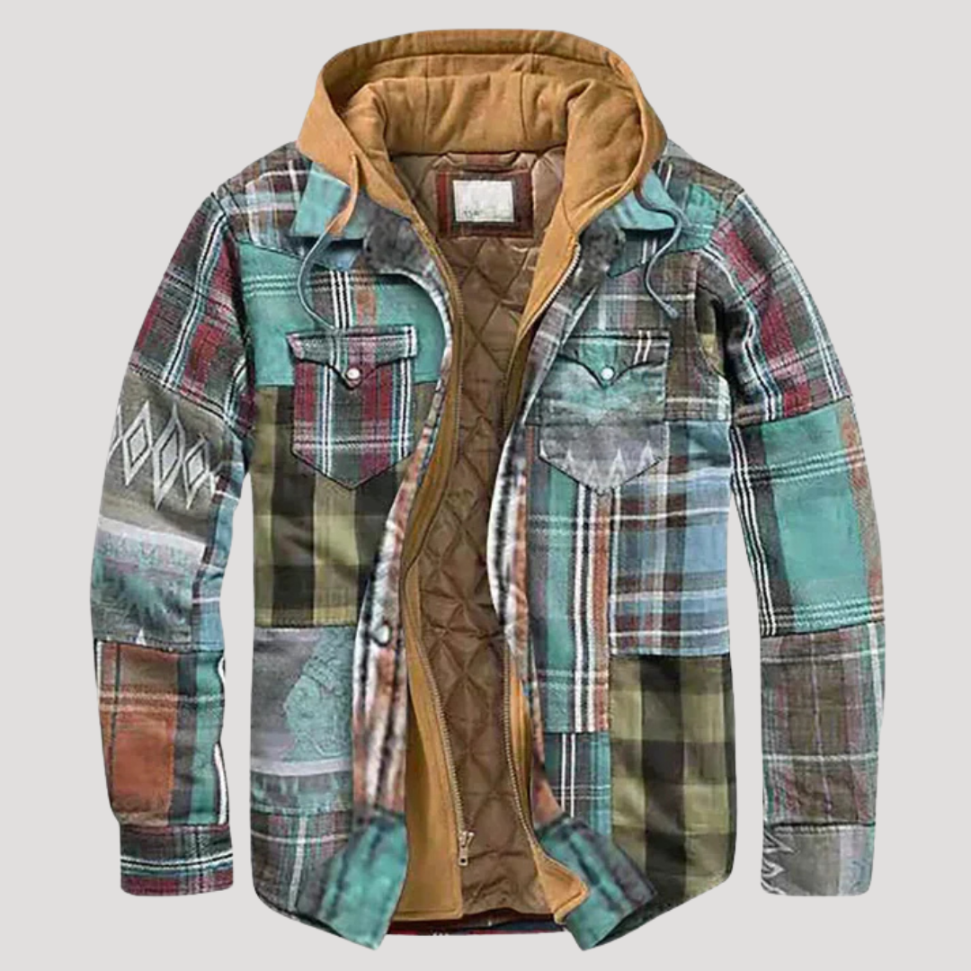 Men's Stylish Plaid Patchwork Jacket - Perfect for Transitional Weather