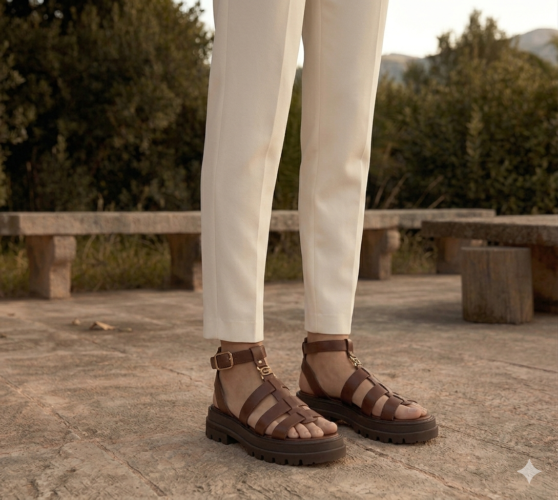 Ladies' Chunky Sole Woven Slip-On Sandals Summer