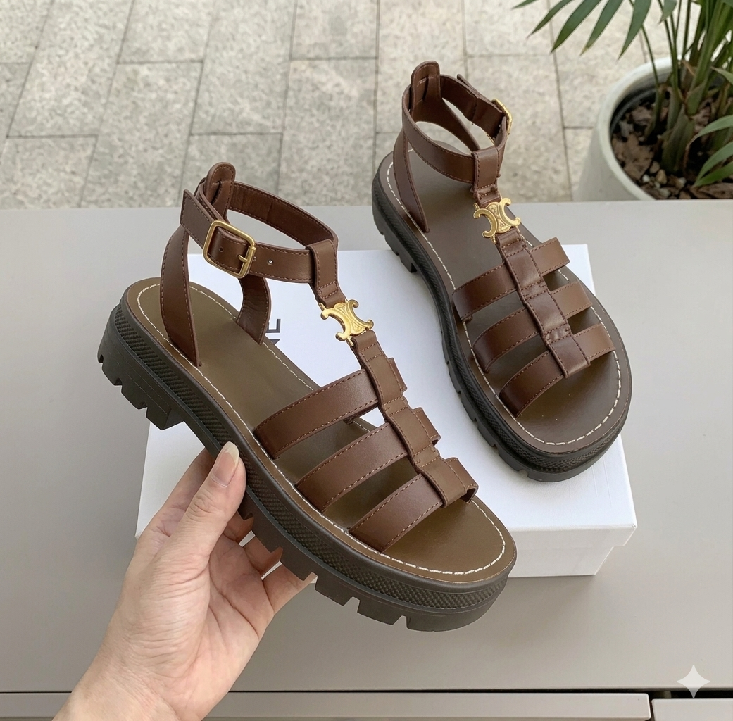 Ladies' Chunky Sole Woven Slip-On Sandals Summer