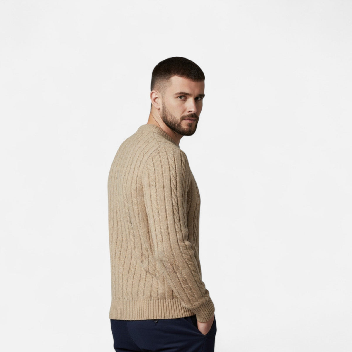 Men's Classic Crew Neck Cotton Blend Sweater
