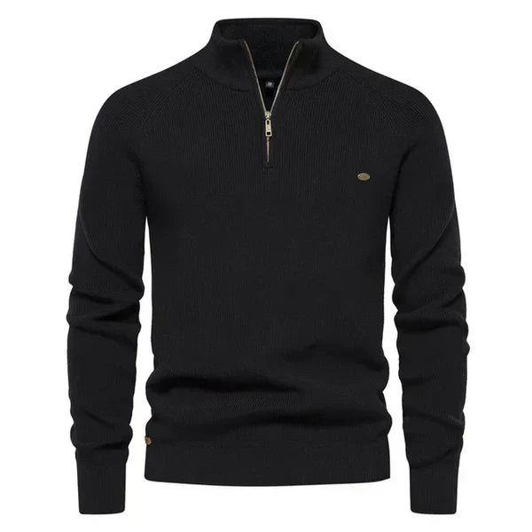 Men's Warm Knitted Cotton Half Zip Pullover