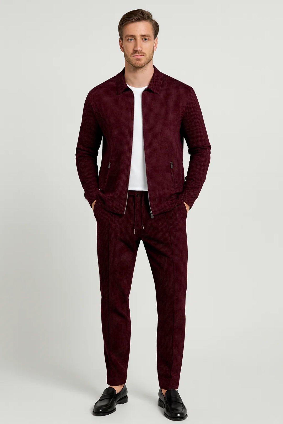 2-Piece Men's Set with Zip Jacket and Trousers