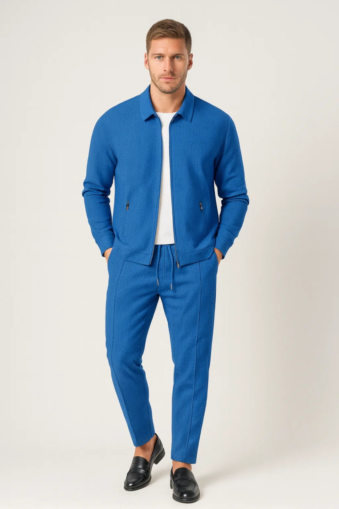 2-Piece Men's Set with Zip Jacket and Trousers