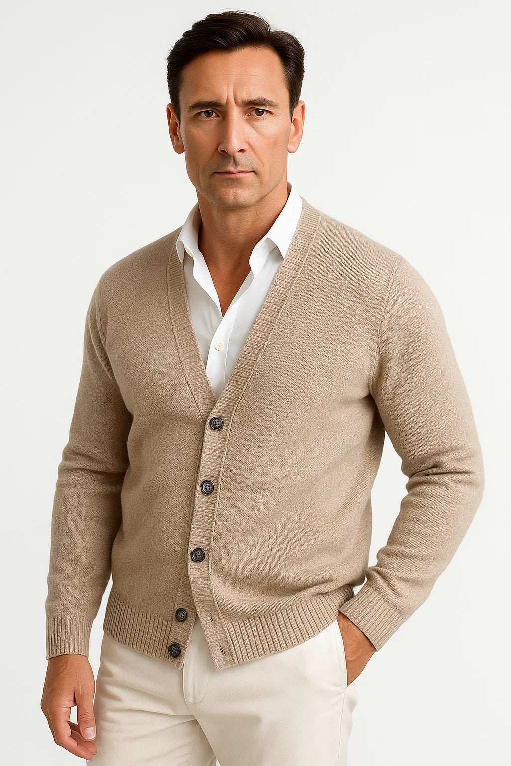 Men’s Merino Wool V-Neck Classic Cardigan