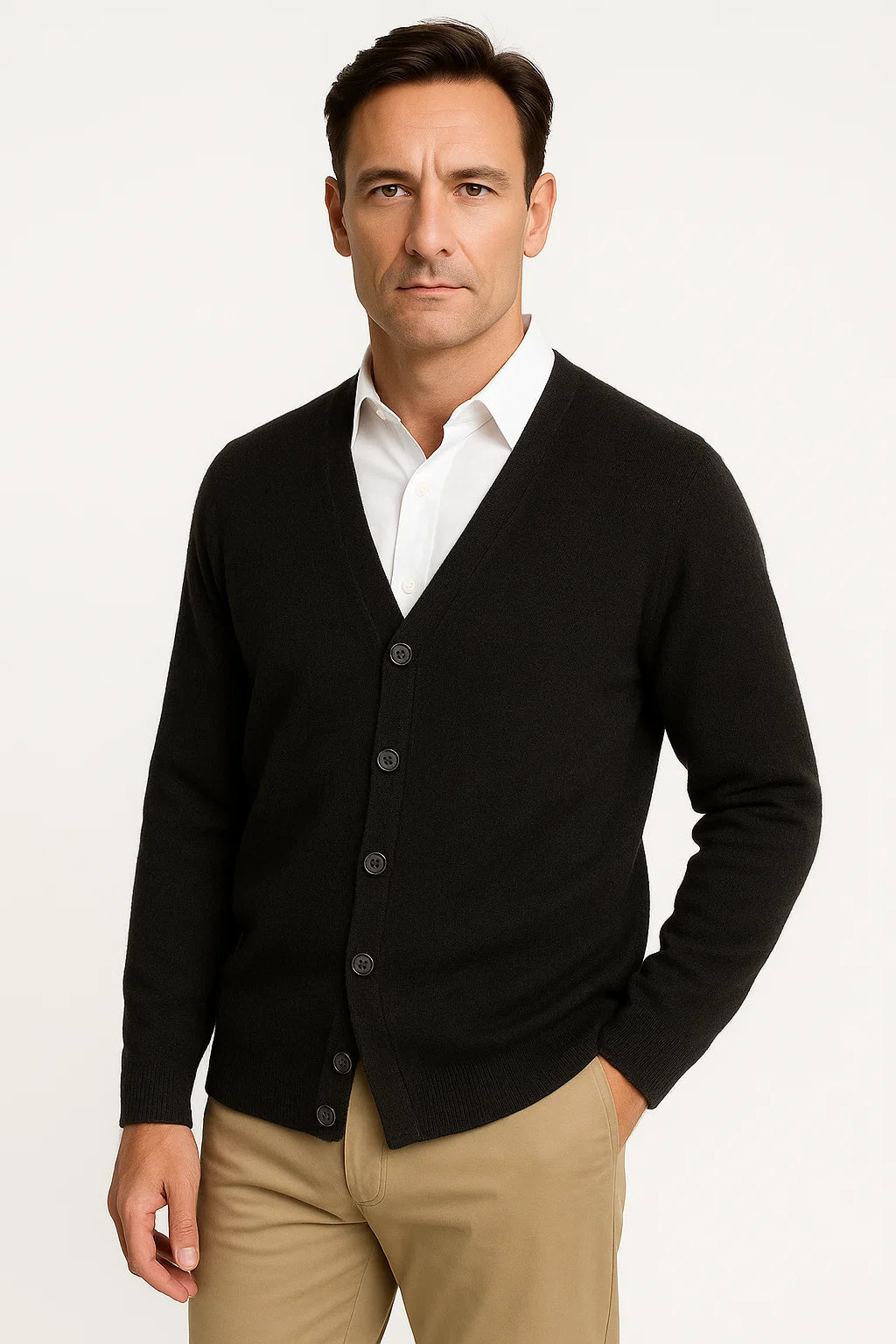 Men’s Merino Wool V-Neck Classic Cardigan